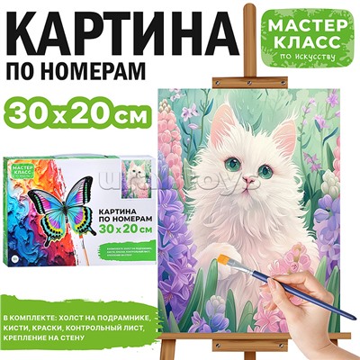 Набор для рисования "Картина по номерам 30х20 см. Белая кошечка"