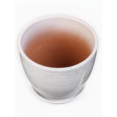 Горшок для цветов «День», керамический, с поддоном, 2.5 л, белый с полосками