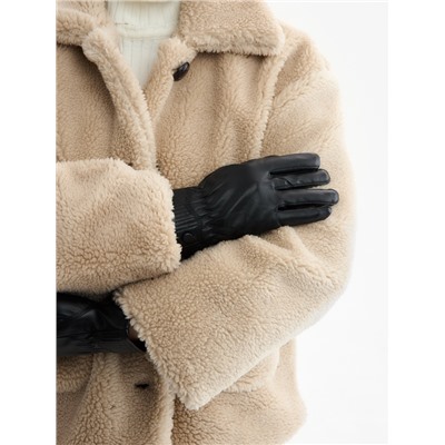 Перчатки женские, безразмерные, с утеплителем, цвет чёрный