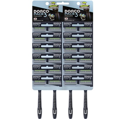 Станок для бритья одноразовый DORCO PACE-3 TRC-200/TRA 200 (1 шт.), (24X1шт. =24 станка) на карте, TRC 200-1P