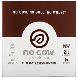 No Cow, Протеиновый батончик, брауни с шоколадной помадкой, 12 батончиков по 60 г (2,12 унции)