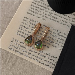 Серьги ювелирная бижутерия коллекция "Дубай" покрытие позолота, вставка: фианиты и цирконы, цвет: хамелеон и прозрачный, арт.007.168