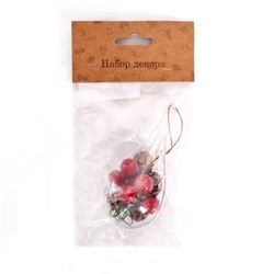 Елочная игрушка с природным декором «Капля с шишками»