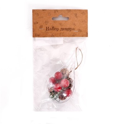 Елочная игрушка с природным декором «Капля с шишками»