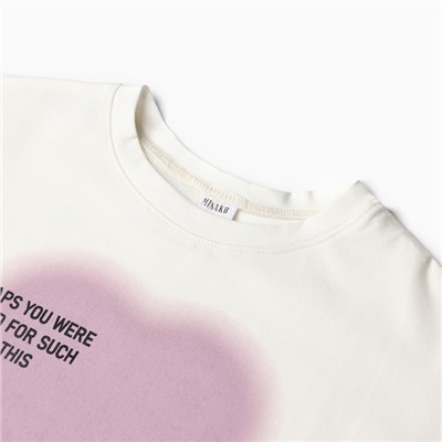 Футболка для девочки MINAKU: Exclusive print, цвет молочный, рост 122 см