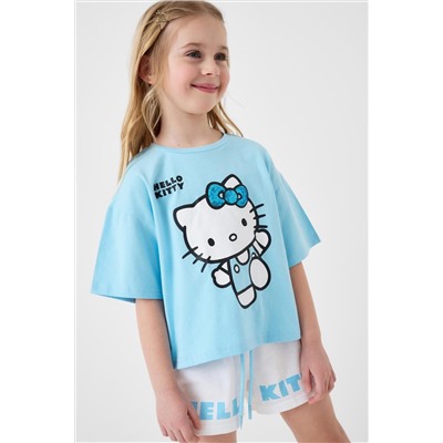 Комплект трикотажный для девочек: фуфайка (футболка), шорты PLAYTODAY, 1240136