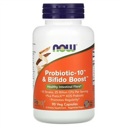 Now Foods, Probiotic-10 и Bifido Boost, 25 млрд, 90 растительных капсул