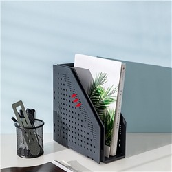 Накопитель д\бумаг верт. 2 отд. Deli 16.8*25.5*24.3см черный сборный (186292)