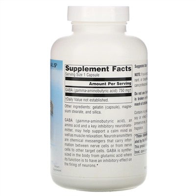 Source Naturals, ГАМК, успокаивающее средство, 750 мг, 180 капсул