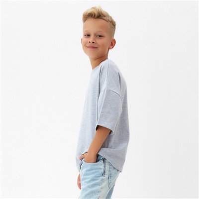 Футболка детская однотонная MINAKU: Basic Line, цвет серый меланж, однотонная, рост 116 см