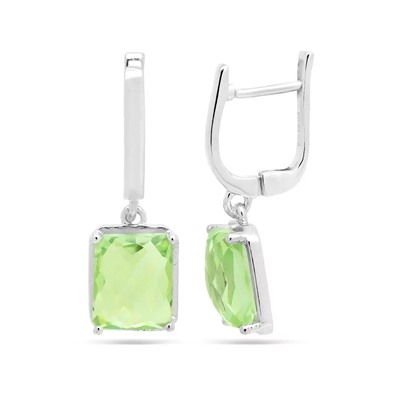 Серьги из серебра зеленый аметист, Куб