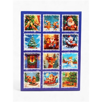 Адвент календарь с мёдом «Счастливого Нового года», облепиха, кедровые орешки, малина, цитрус, клубника (12 шт. × 30 г)