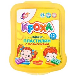 Пластилин мягкий 12 цв. "Кроха" в контейнере,180 г, формочки, стек
