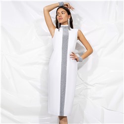 Платье-футляр с блестящим декором, Поцелуй удачи (white, с манжетами)