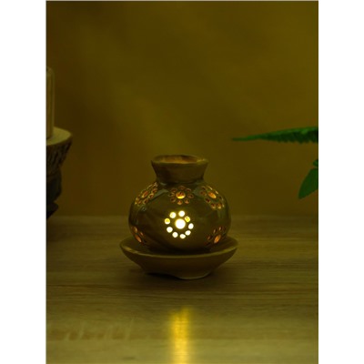 Подсвечник «Кувшин», 9×9×9 см, керамика, горчичный