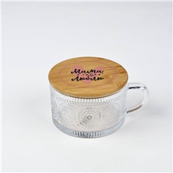 Кружка с крышкой стеклянная «Мама», 450 мл