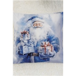 Наволочки Дед мороз и снеговик синий 2 шт велюр