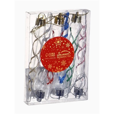 Ёлочные игрушки набор 6 шт. «Сосулька Космин» 11.5×1 см, прозрачный МИКС