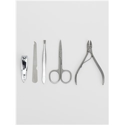 Набор маникюрный, 5 предметов, в футляре, чёрный