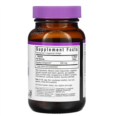 Bluebonnet Nutrition, Убихинол, Cellular Active коэнзим Q10, 50 мg, 60 вегетарианских капсул