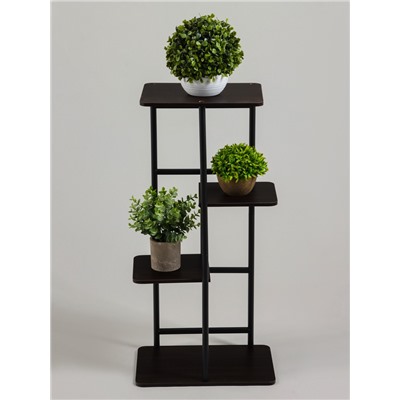 Подставка для цветов Greengo, 4 полки, 36×23×74 см, напольная, каркас металл, полки МДФ, чёрная