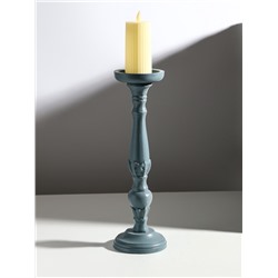 Деревянный подсвечник на 1 свечу «Колонна цветочная», серо-сиреневый, 10×10×37 см