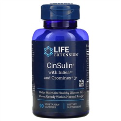Life Extension, CinSulin с InSea2 и Crominex 3+, 90 растительных капсул