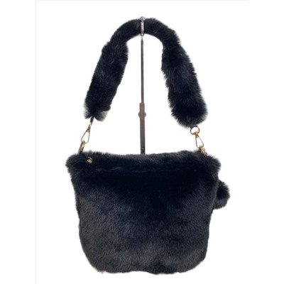 Женская сумка из искусственного меха, цвет черный