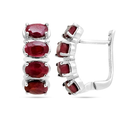 Серьги из серебра рубин корунд, Киноа