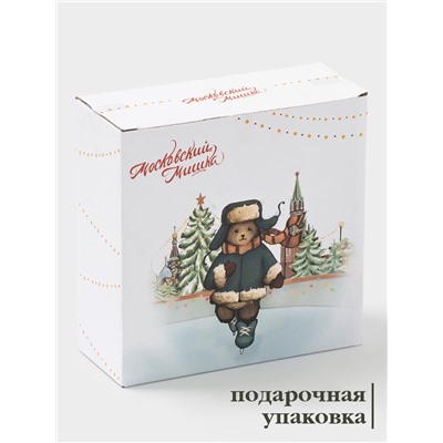 Салатник новогодний Доляна «Московский мишка», 580 мл, 15.5×6 см, фарфор, белый