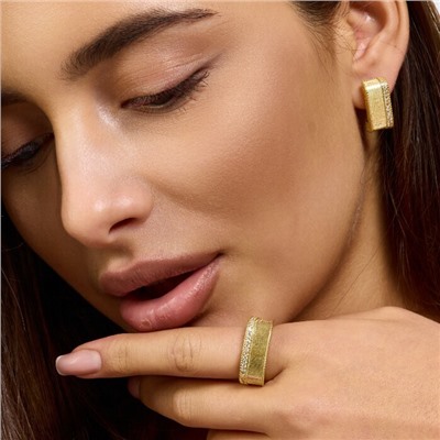 Комплект ювелирной бижутерии Итальянское золото (покрытие желтое 14к) серьги и кольцо 20 р, вставка: фианиты, цвет: прозрачный, арт.217.400-20