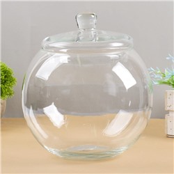 Ваза «Шаровая», 5 л, с крышкой, горл.d=16, 20×23 см (без крышки h=17 см), стекло, прозрачная