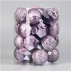 Ёлочные игрушки «Изабель», шары новогодние, d=6 см, набор 25 шт., грани, сиреневый