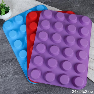 Форма для выпечки 24 ячейки силиконовая Пирамидки 2х2 см / HL-238 /уп 100/ 0,163/ 34*24*2/ ПРОМО АКЦИЯ