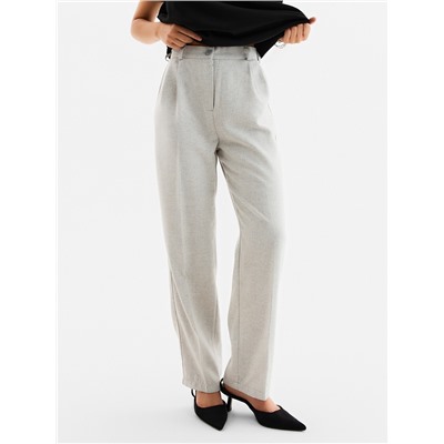 Брюки женские с защипами MINAKU: Modern classic, серые, размер 46