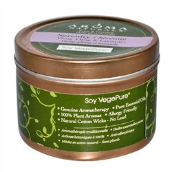 Aroma Naturals, Soy VegePure, свеча для путешествий, безмятежность, иланг-иланг и лаванда, 79,38 г (2,8 унции)