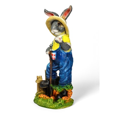 Садовая фигура из полистоуна «Зайчик дачник с бабочкой», 49×18×22 см