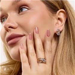 Комплект ювелирной бижутерии коллекция "Дубай" серьги и кольцо 20 р, покрытие позолота, вставка: цирконы, цвет: прозрачный, арт.414.054-20