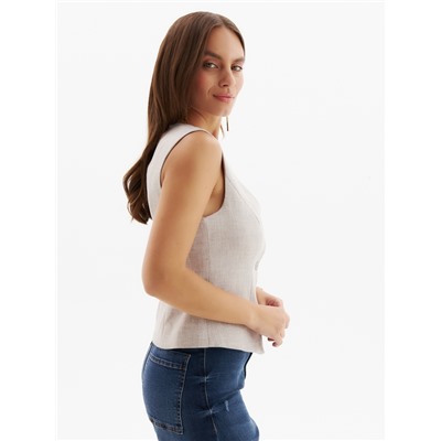 Жилет на пуговицах женский MIST, размер 48, бежевый