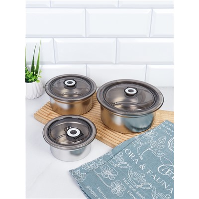 Салатники с крышкой 3 предмета /350/550/900 мл/ S-108 /уп 48/