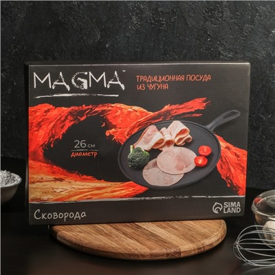 Сковорода блинная Magma «Традиция», 26×1.5 см, с деревянной лопаткой, индукция, чёрная