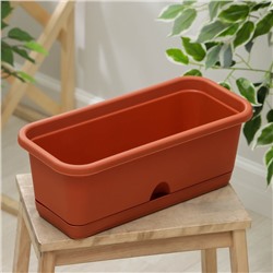Ящик для цветов балконный с поддоном, 40 см, терракотовый