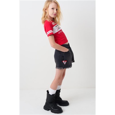 Шорты текстильные джинсовые для девочек PLAYTODAY, 1240786