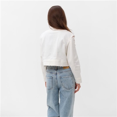 Рубашка женская укороченная с разрезами MIST: Denim, размер 48, белая