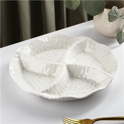 Менажница керамическая 4 ячейки «Воздушность», 24×3.5 см, цвет белый