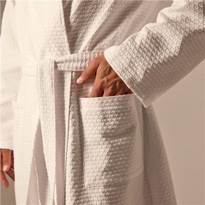 Халат вафельный мужской SL HOME: Waffle «Блан де Блан», размер L, хлопок 100%, белый