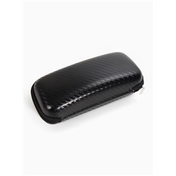 Футляр для очков, искусственная кожа, на молнии, длина 16 см, чёрный