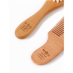 Расческа детская, деревянная с натуральной щетиной, гребень, набор 2 шт., M&B