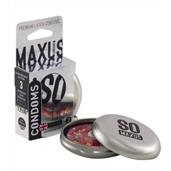 Экстремально тонкие презервативы в железном кейсе MAXUS 003 Extra Thin - 3 шт.