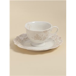 Чайная пара SL Home «Аманде», чашка 220 мл, блюдце 17×17×2 см, фарфор, белая